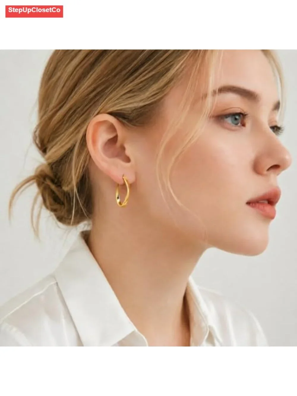 14K Gold Plated Twisted Spiral Hoop Earrings Lightweight Hypoallergenic